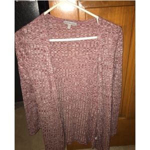 Maroon and white cardigan